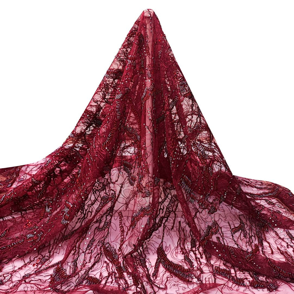 Tul bordado color rojo A860 ideal para vestidos de noche de boda y de XV años