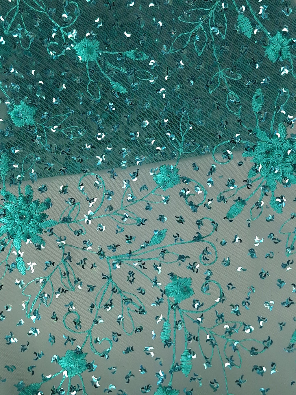 Tul bordado color esmeralda H099, ideal para vestidos de noche de boda y de XV años