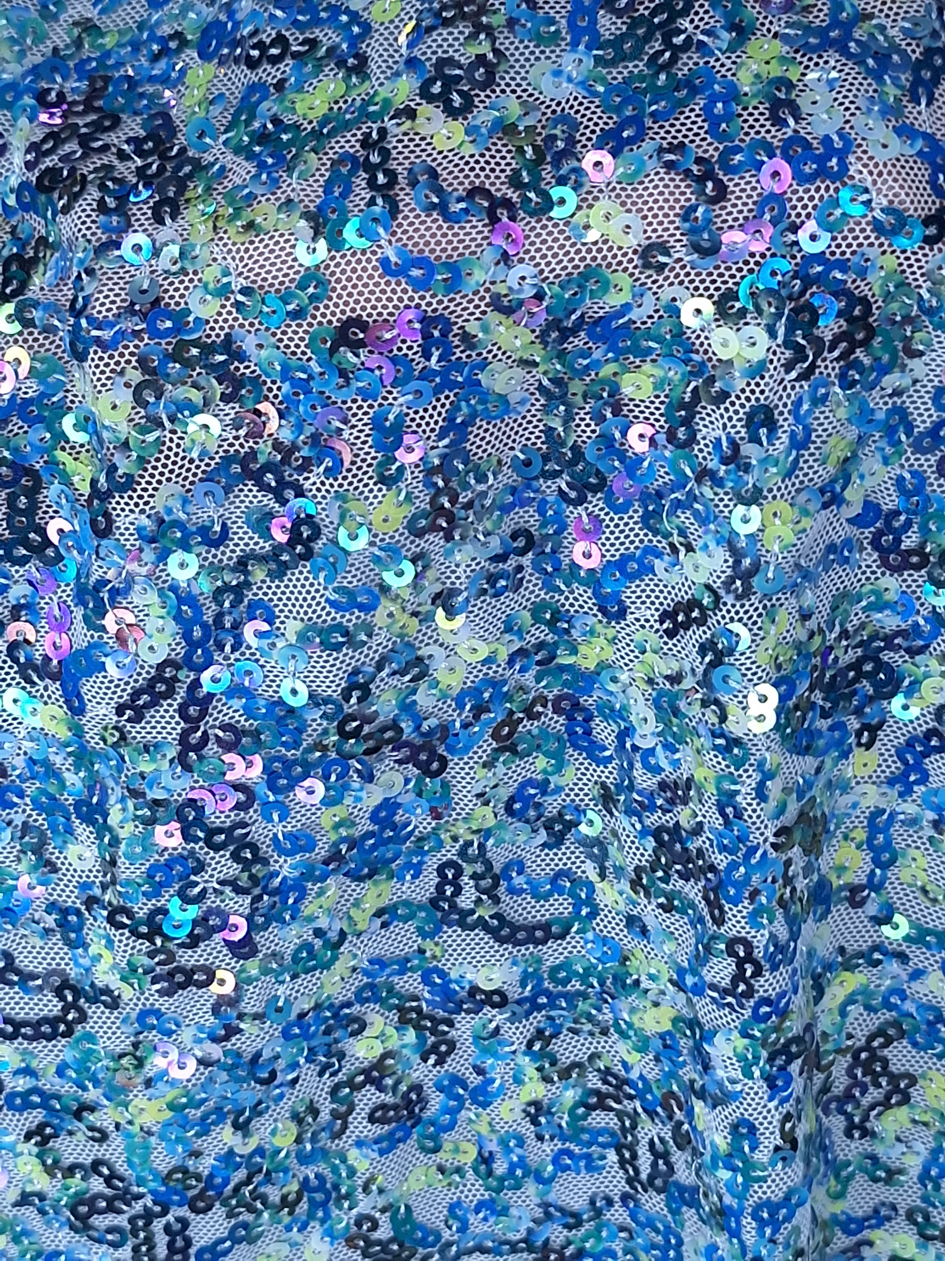 Tul bordado color azul A914, ideal para vestidos de noche de boda y de XV años