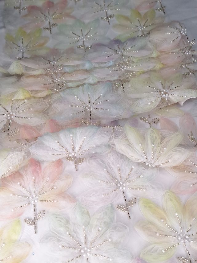 Tul bordado color verde oro H028, ideal para vestidos de noche de boda y de XV años