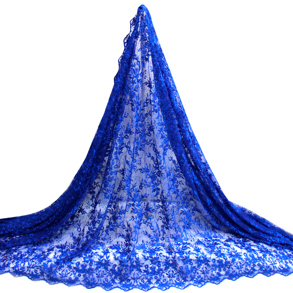 Tul bordado color rey A795, ideal para vestidos de noche de boda y de XV años