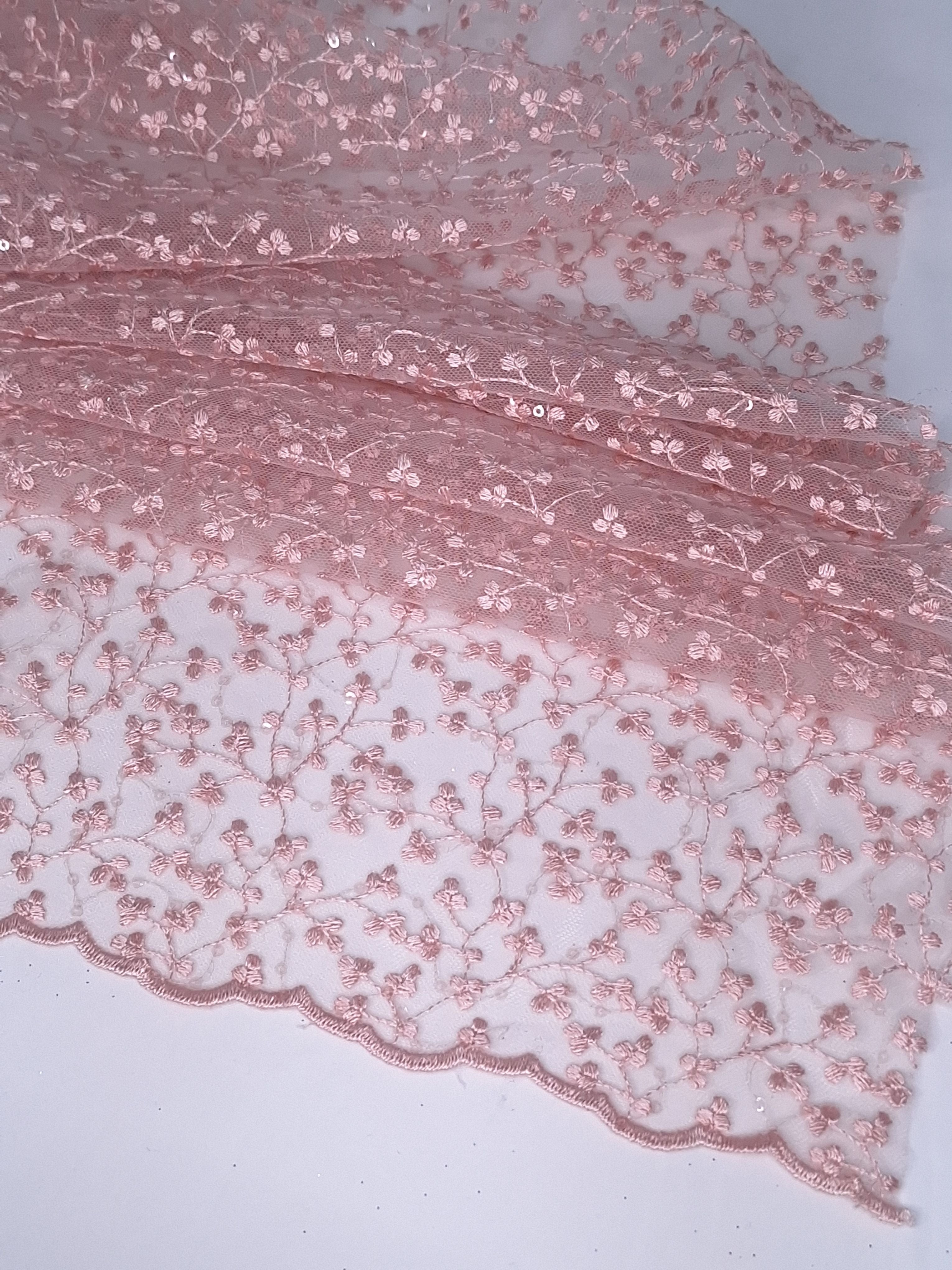 Tul bordado color palo de rosa H082, para vestidos de boda de noche y de XV años