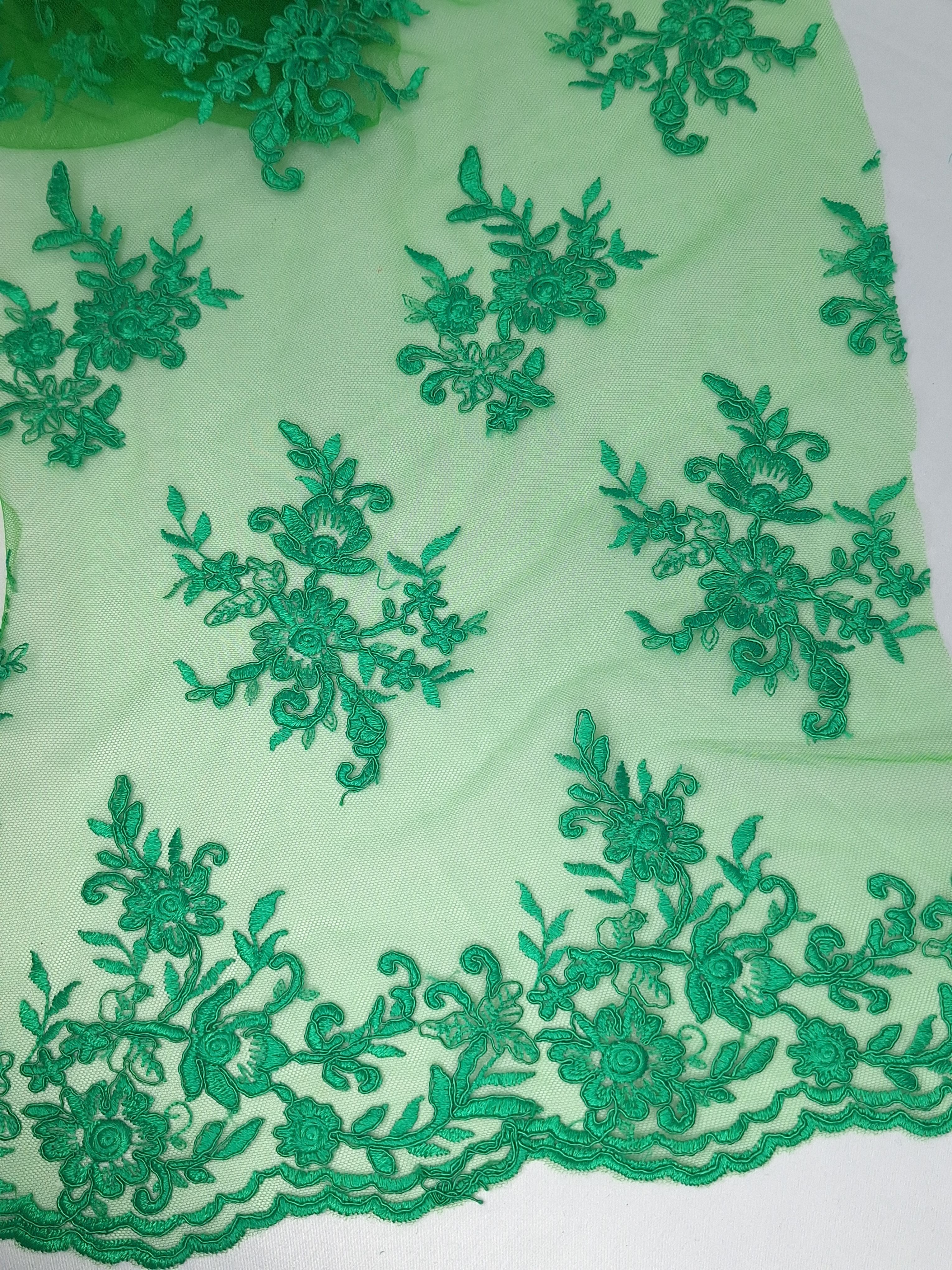 Tul bordado color esmeralda A926, ideal para vestidos de noche de boda y de XV años