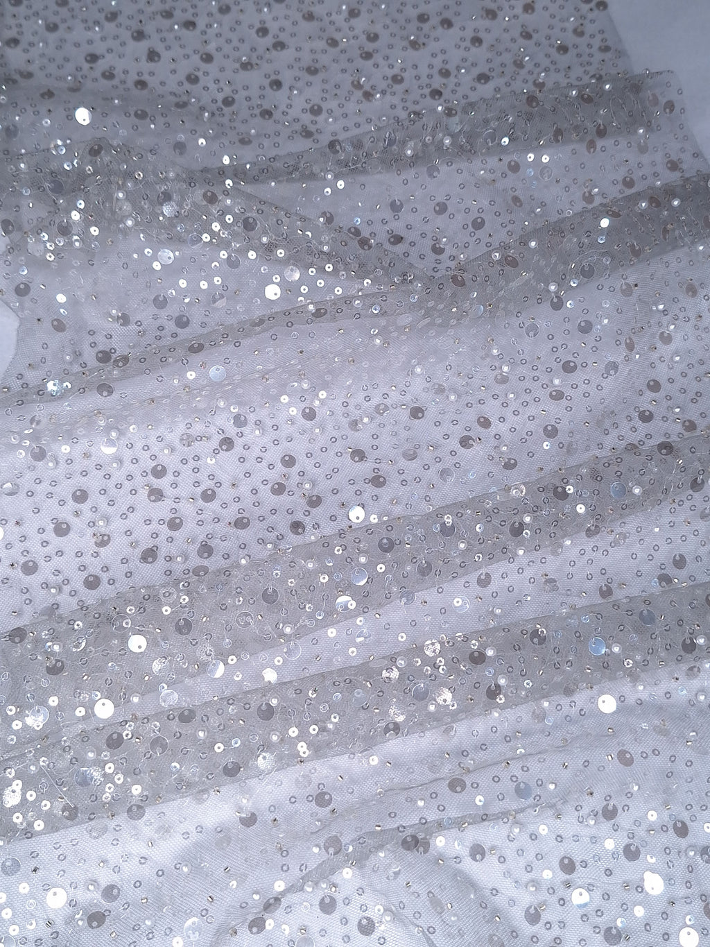 Tul bordado color plata A985, ideal para vestidos de noche de boda y de XV años