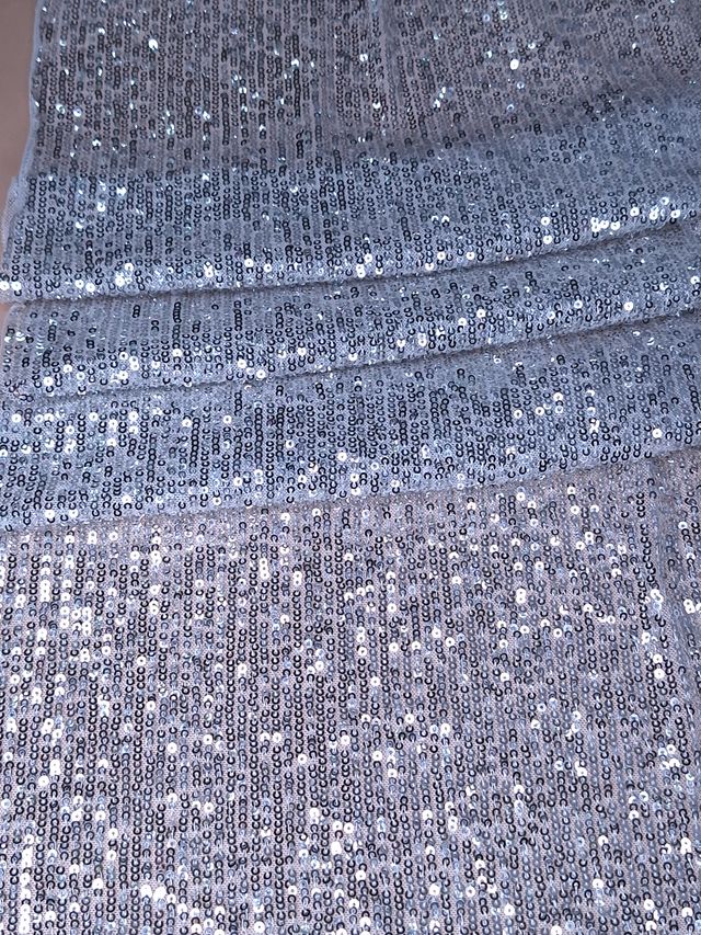 Tul bordado color plata A913, ideal para vestidos de noche de boda y de XV años