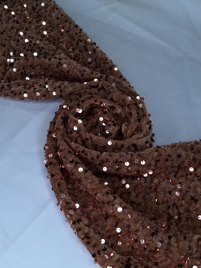 Tul bordado color cobre A789, ideal para vestidos de noche de boda y de XV años