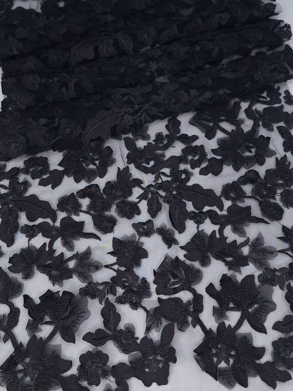 Tul bordado color negro A615, ideal para vestidos de noche de boda y de XV años