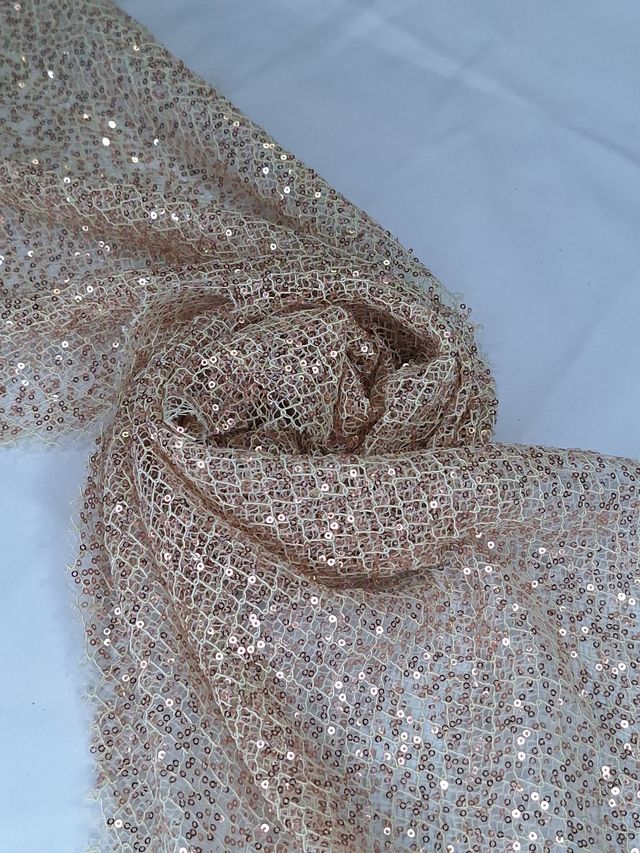 Tul bordado color oro A830, ideal para vestidos de noche de boda y de XV años