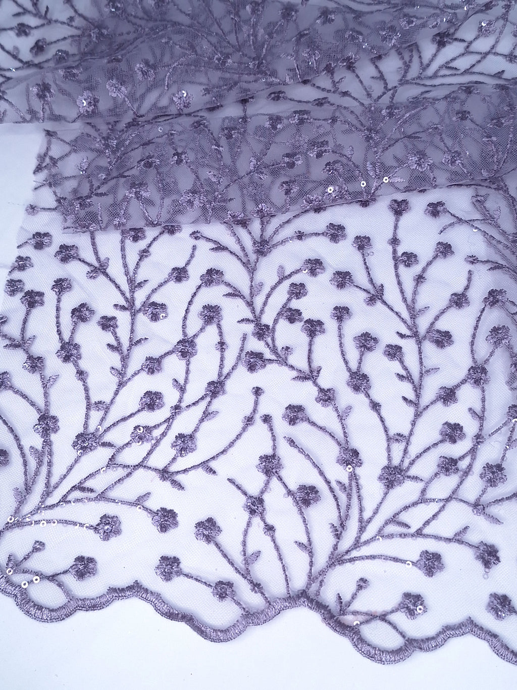 Tul bordado color malva H080, ideal para vestidos de noche de boda y de XV años