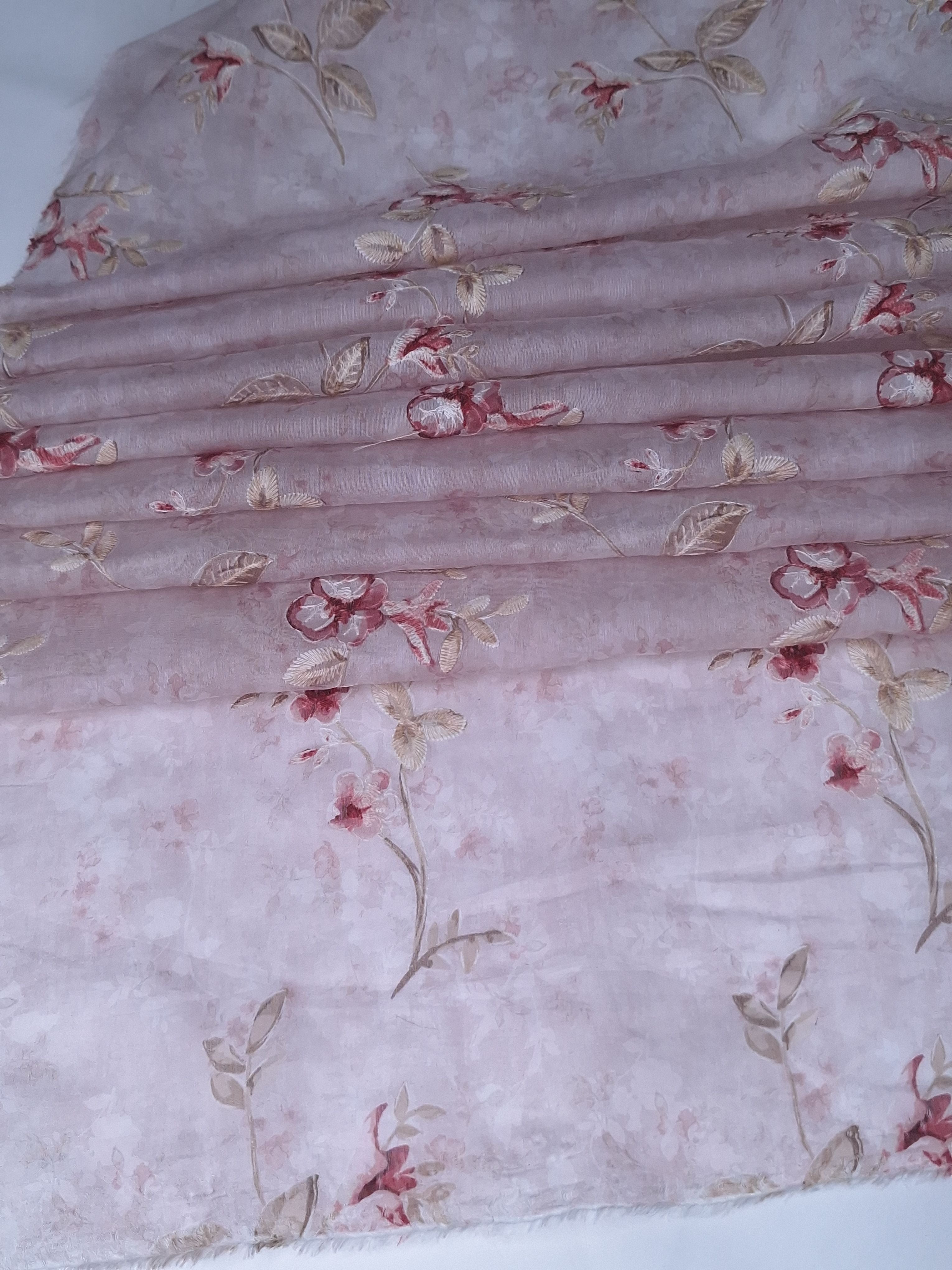 Tul bordado color rosa H187, ideal para vestidos de noche de boda y de XV años