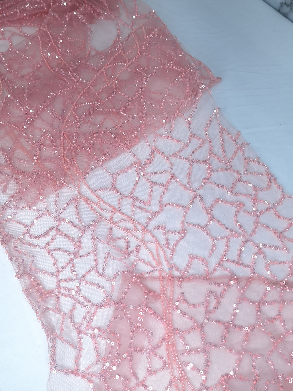 Tul bordado color Rosa claro A943 para vestidos de noche de boda y de XV años