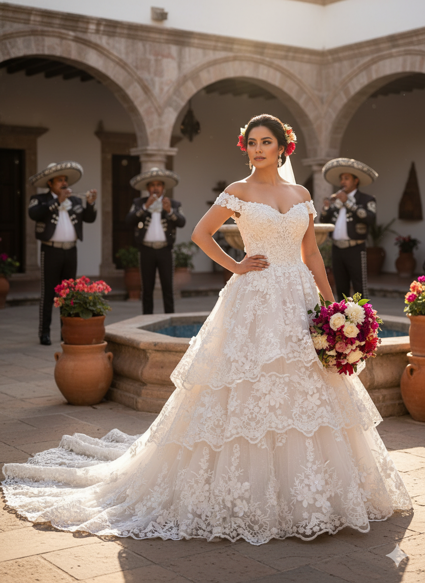 Tul bordado color blanco H139, ideal para vestidos de noche de boda y de XV años