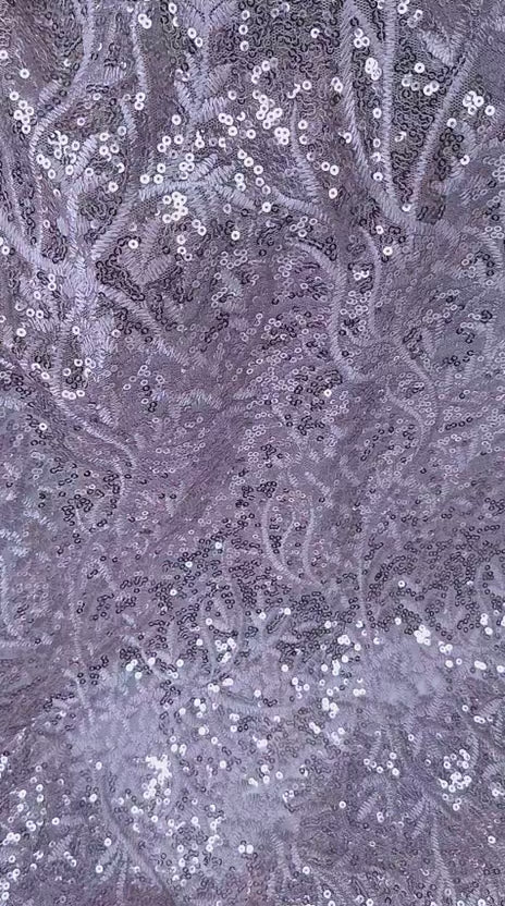 Tul bordado color malva H178, ideal para vestidos de noche de boda y de XV años