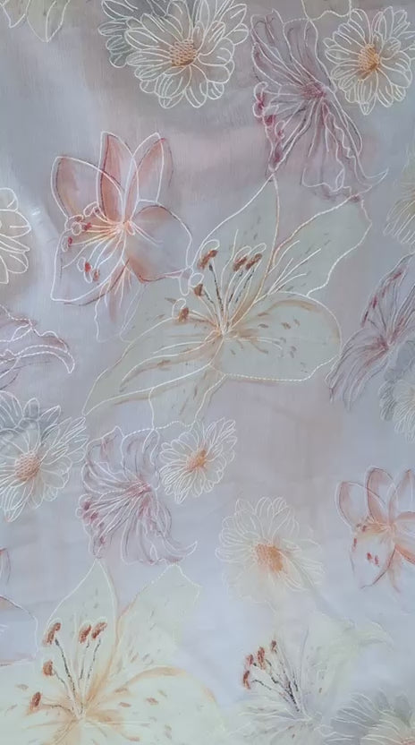 Tul bordado color rosa H182, ideal para vestidos de noche de boda y de XV años