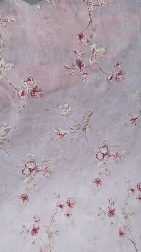 Tul bordado color rosa H187, ideal para vestidos de noche de boda y de XV años