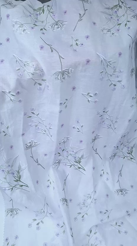 Tul bordado color Lila H183, ideal para vestidos de noche de boda y de XV años