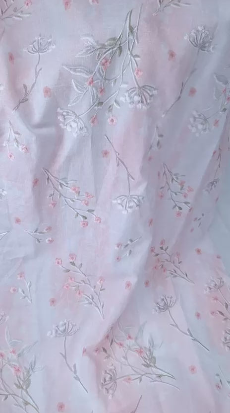 Tul bordado color rosa H183, ideal para vestidos de noche de boda y de XV años