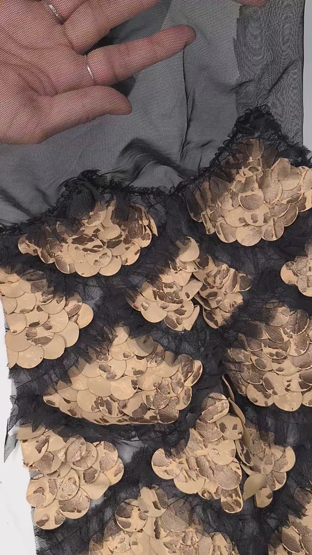 Tul bordado color cobre A610, ideal para vestidos de noche de boda y de XV años