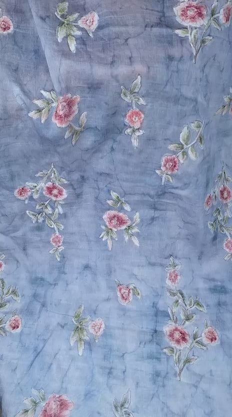 Tul bordado color plumbago H184, ideal para vestidos de noche de boda y de XV años