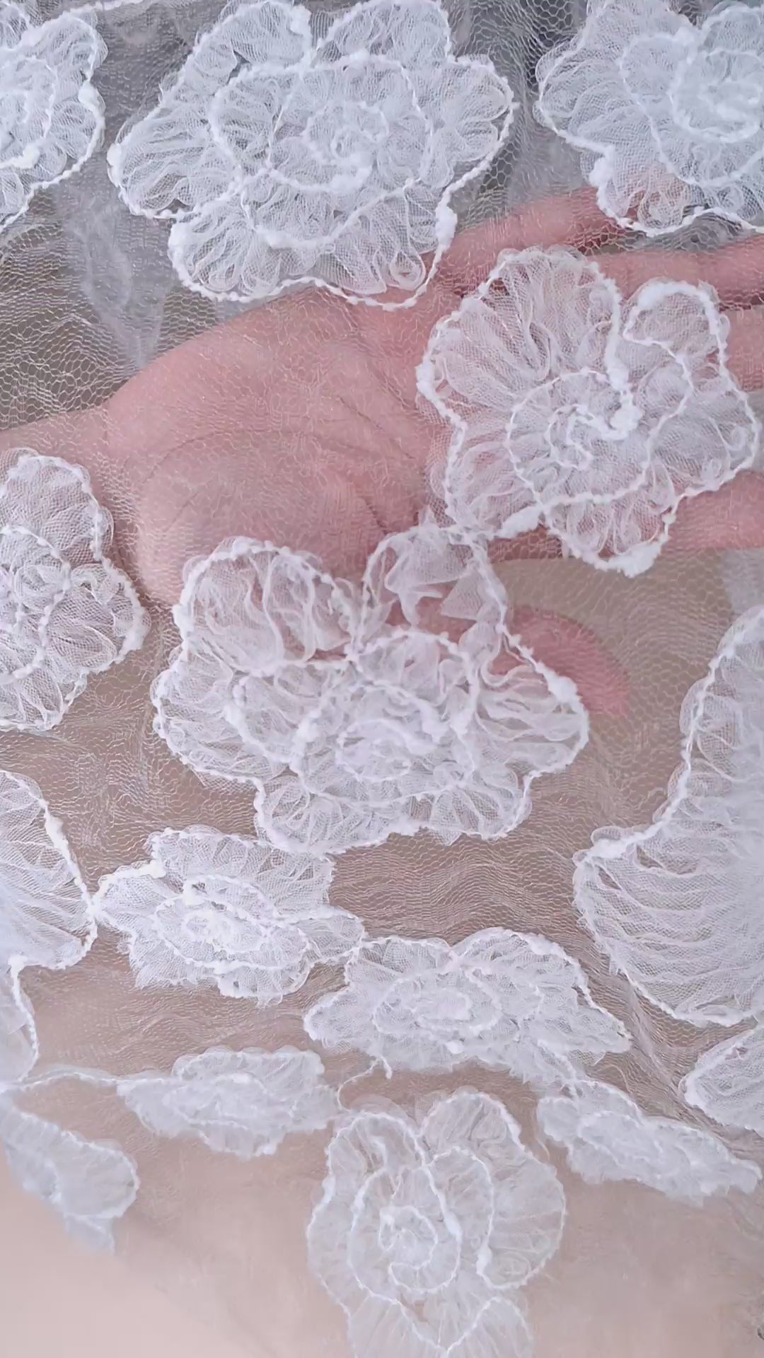 Tul bordado color blanco H042, ideal para vestidos de noche de boda y de XV años