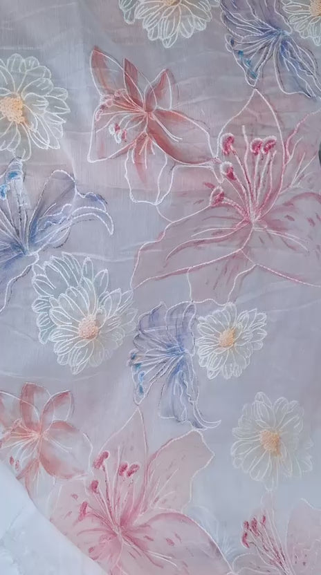 Tul bordado color fiusha H182, ideal para vestidos de noche de boda y de XV años