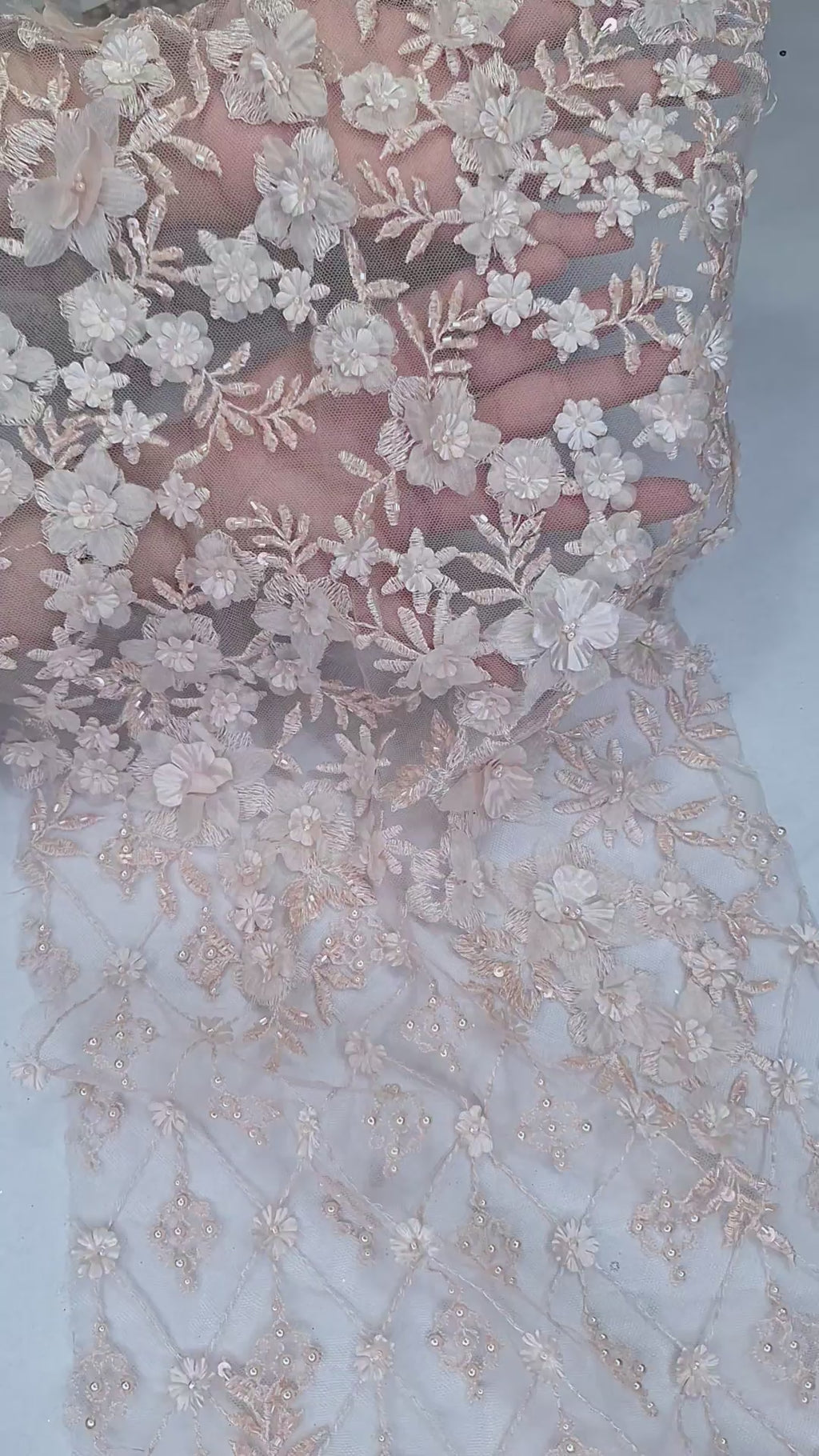 Tul bordado color rosa A862, ideal para vestidos de noche de boda y de xv años