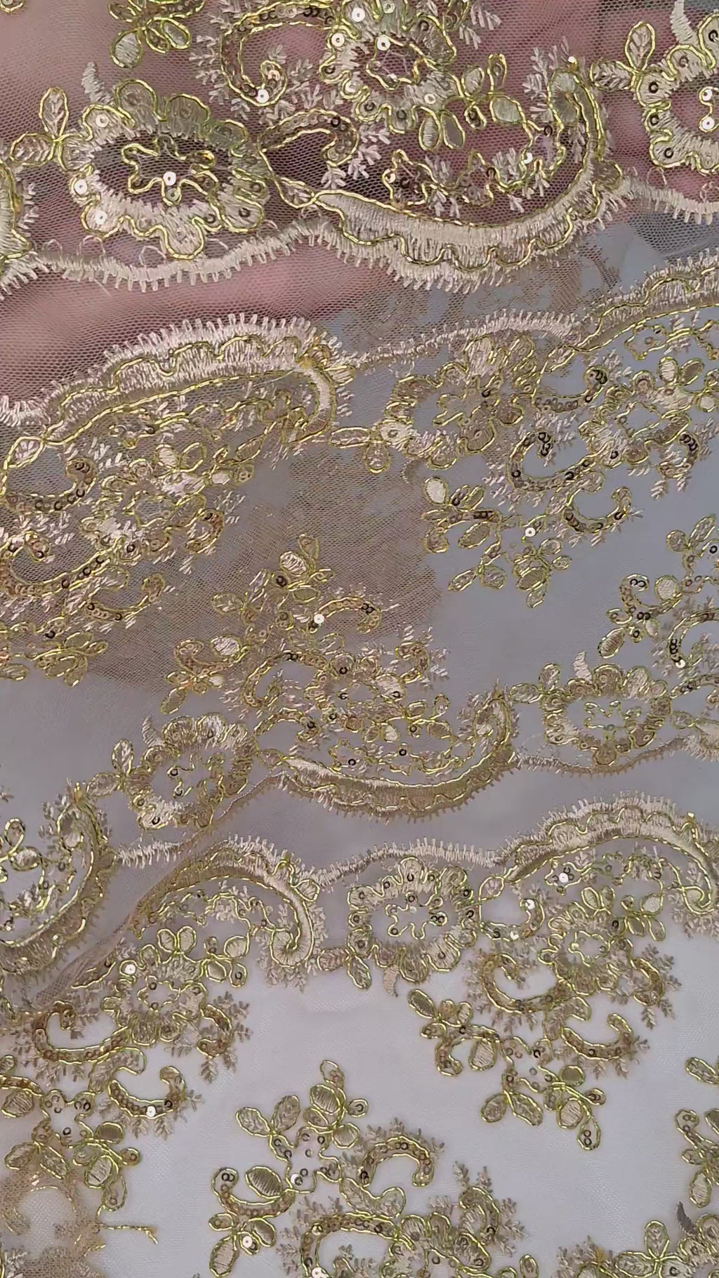 Tul bordado color oro H143, ideal para vestidos de noche de boda y de XV años