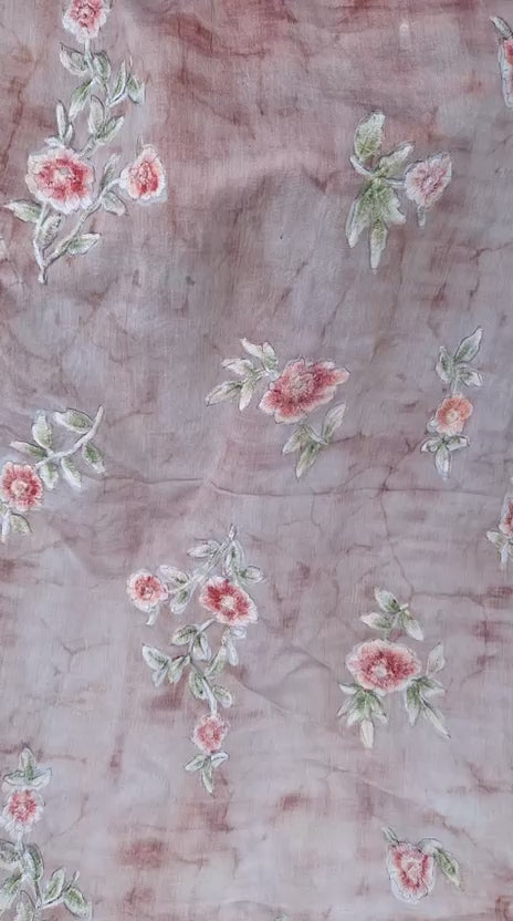 Tul bordado color palo de rosa H184, ideal para vestidos de noche de boda y de XV años