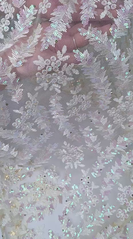 Tul bordado color amarillo H213, ideal para vestidos de noche de boda y de XV años