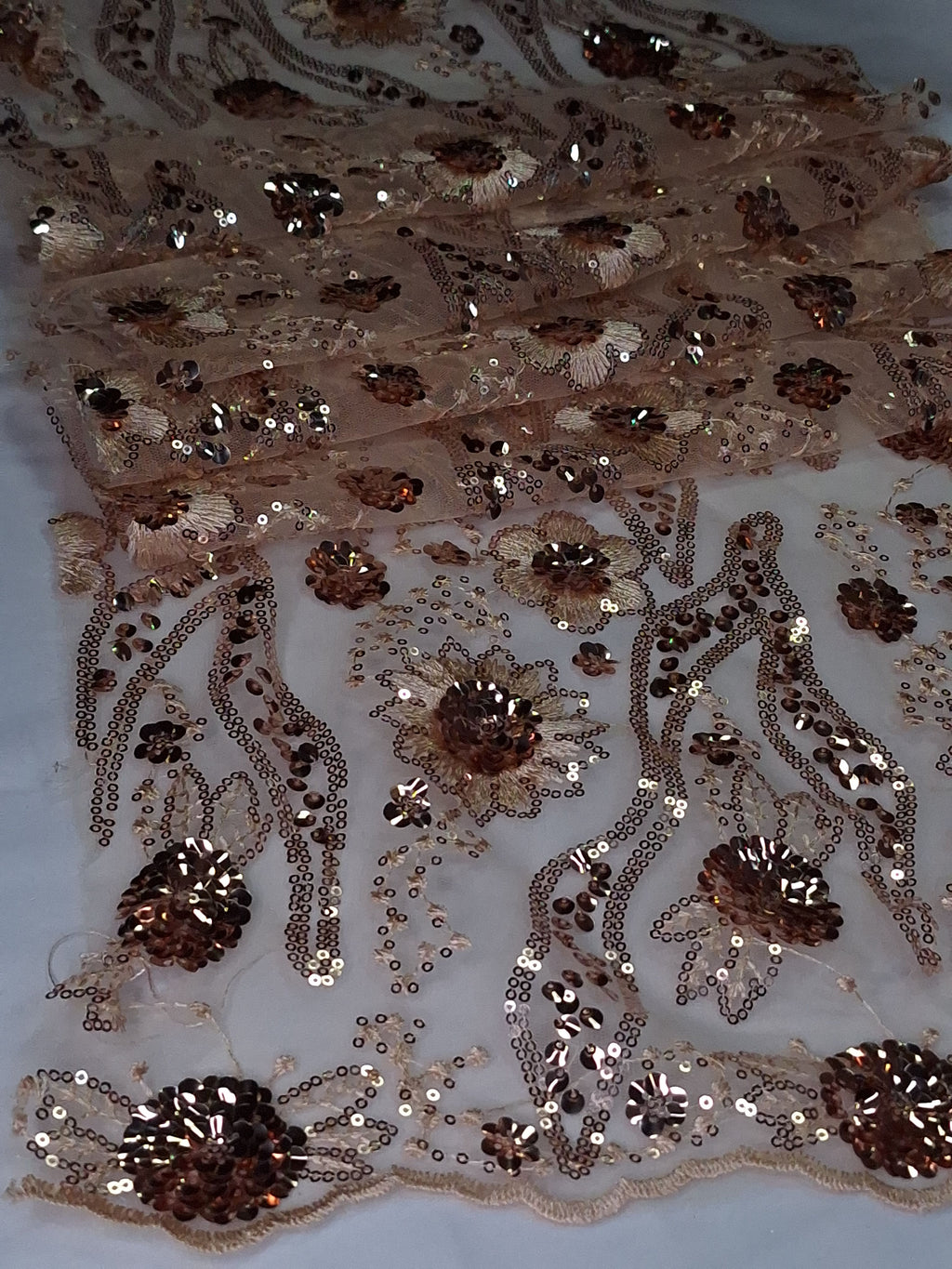Tul bordado color oro H104, ideal para vestidos de noche de boda y de XV años