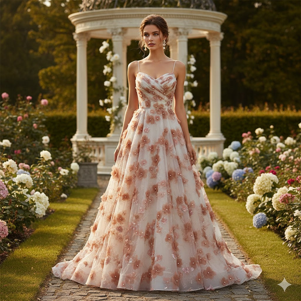 Tul bordado color palo de rosa A727, ideal para vestidos de noche de boda y de xv años